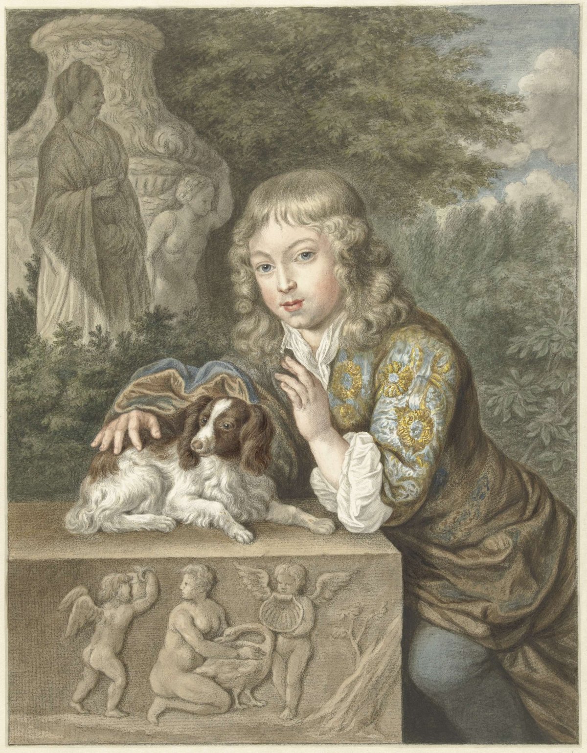 Boy with dog, Abraham Delfos, 1741 - 1820