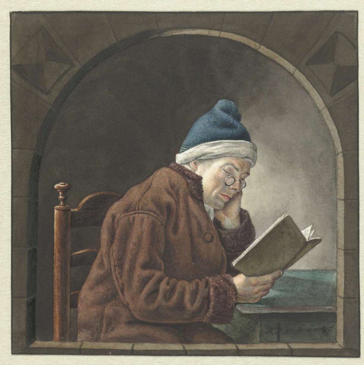 Lezende man, Hendrik Jan van Amerom, 1786 - 1833