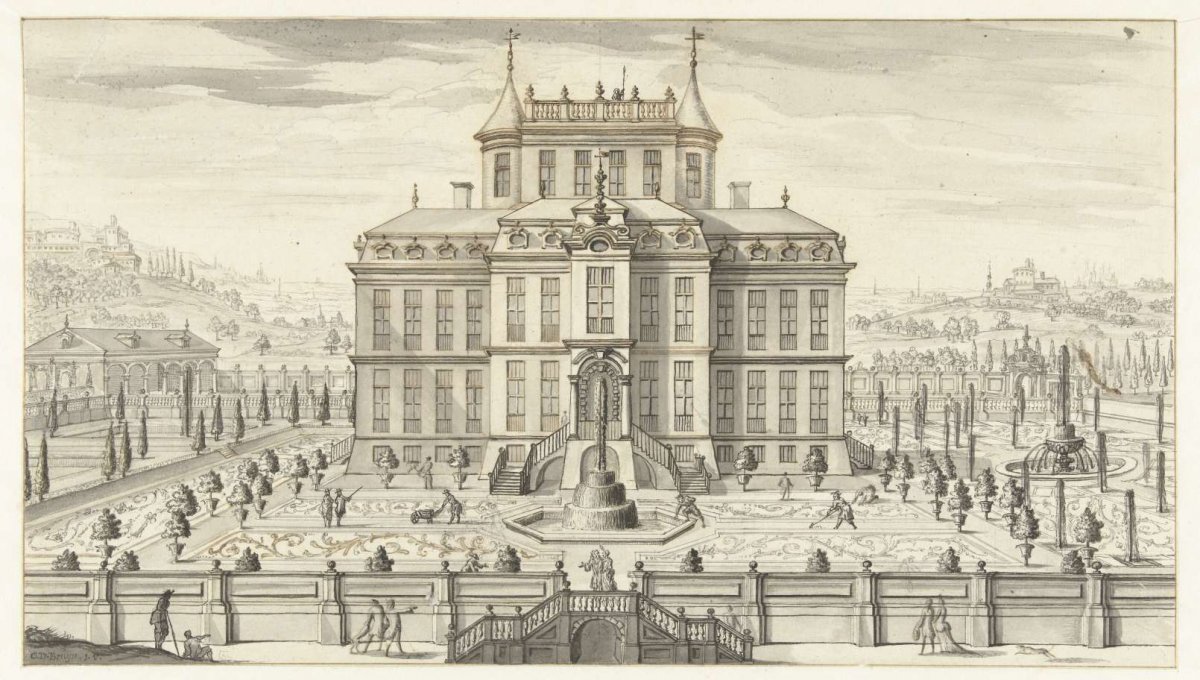 Country house with park, Guillaume de Bruijn, 1694 - 1698