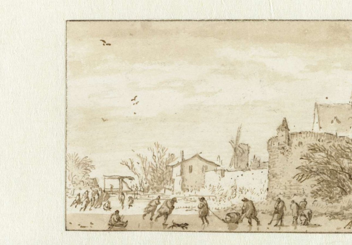 Winter landscape with ice entertainment, Allaert van Everdingen, 1631 - 1675
