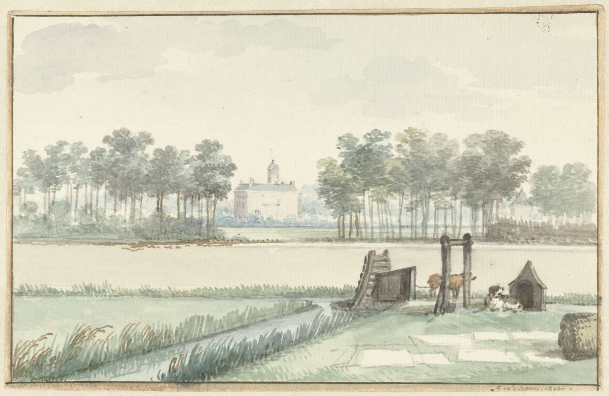 Ter Hooge castle on Walcheren, Aert Schouman, 1755