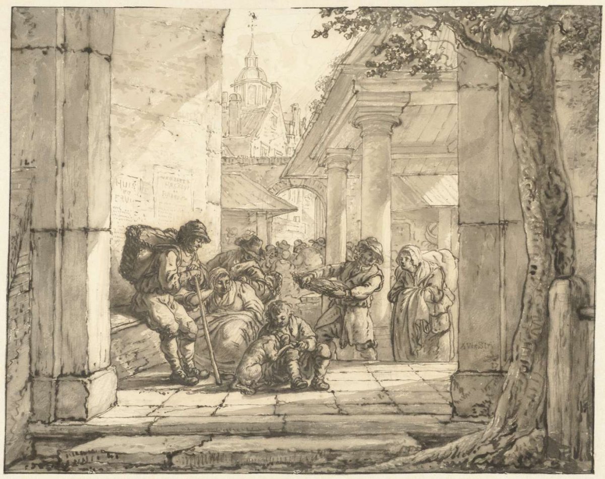 Market in a city, Abraham van Strij (I), 1763 - 1826