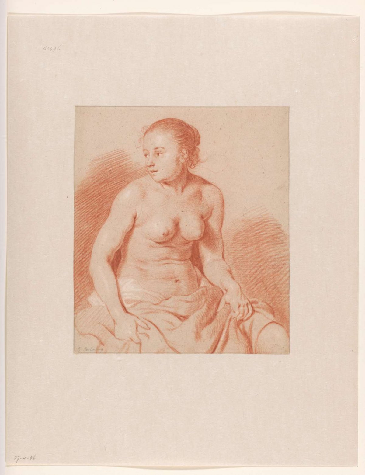 Seated female nude, Cornelis van Poelenburch, 1600 - 1667