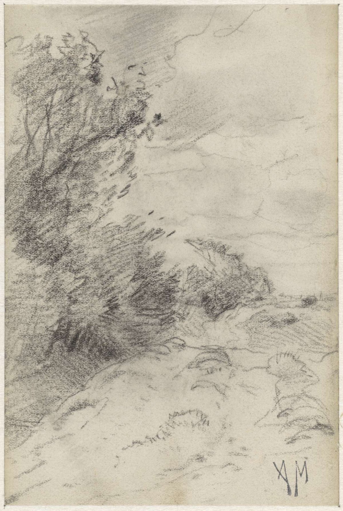 Landscape with bushes, Anton Mauve, 1848 - 1888