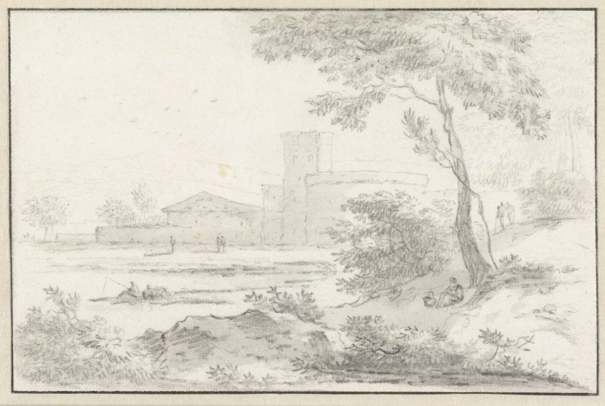 Italianate Landscape with Fortified Building in the Background, Hendrik van der Straaten, c. 1685 - c. 1689