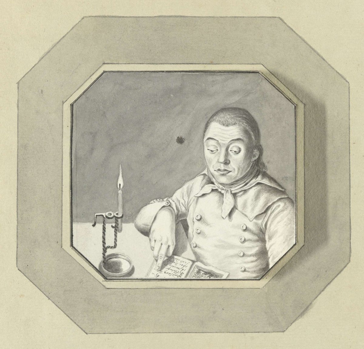 Man, reading by candlelight, Ernst Willem Jan Bagelaar, 1800