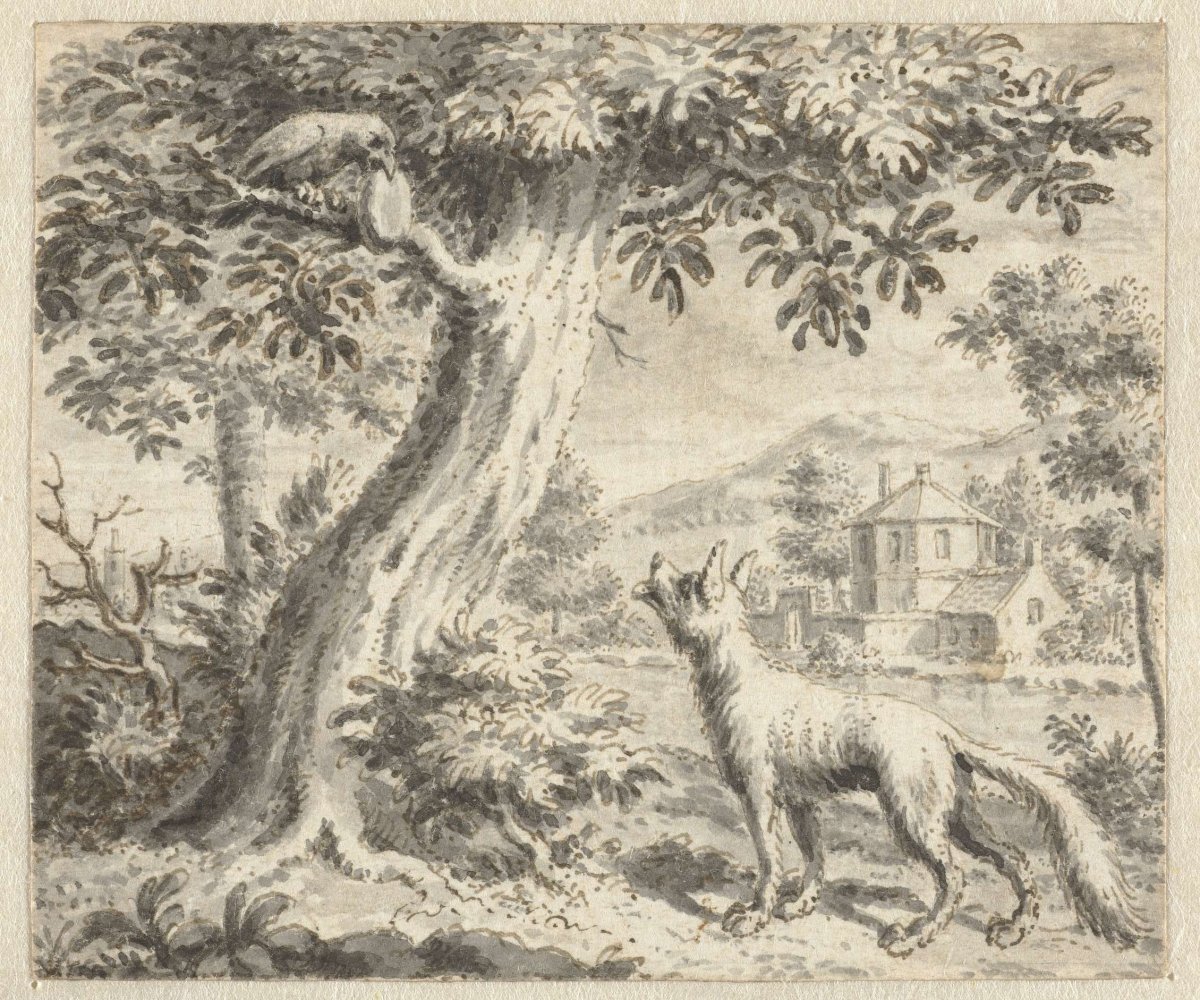 Raven and the fox, anonymous, 1668 - 1740