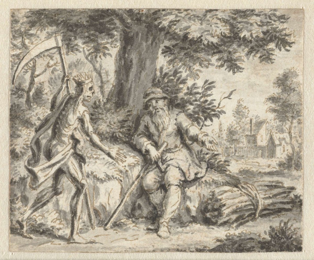 Lumberjack and death, anonymous, 1668 - 1740