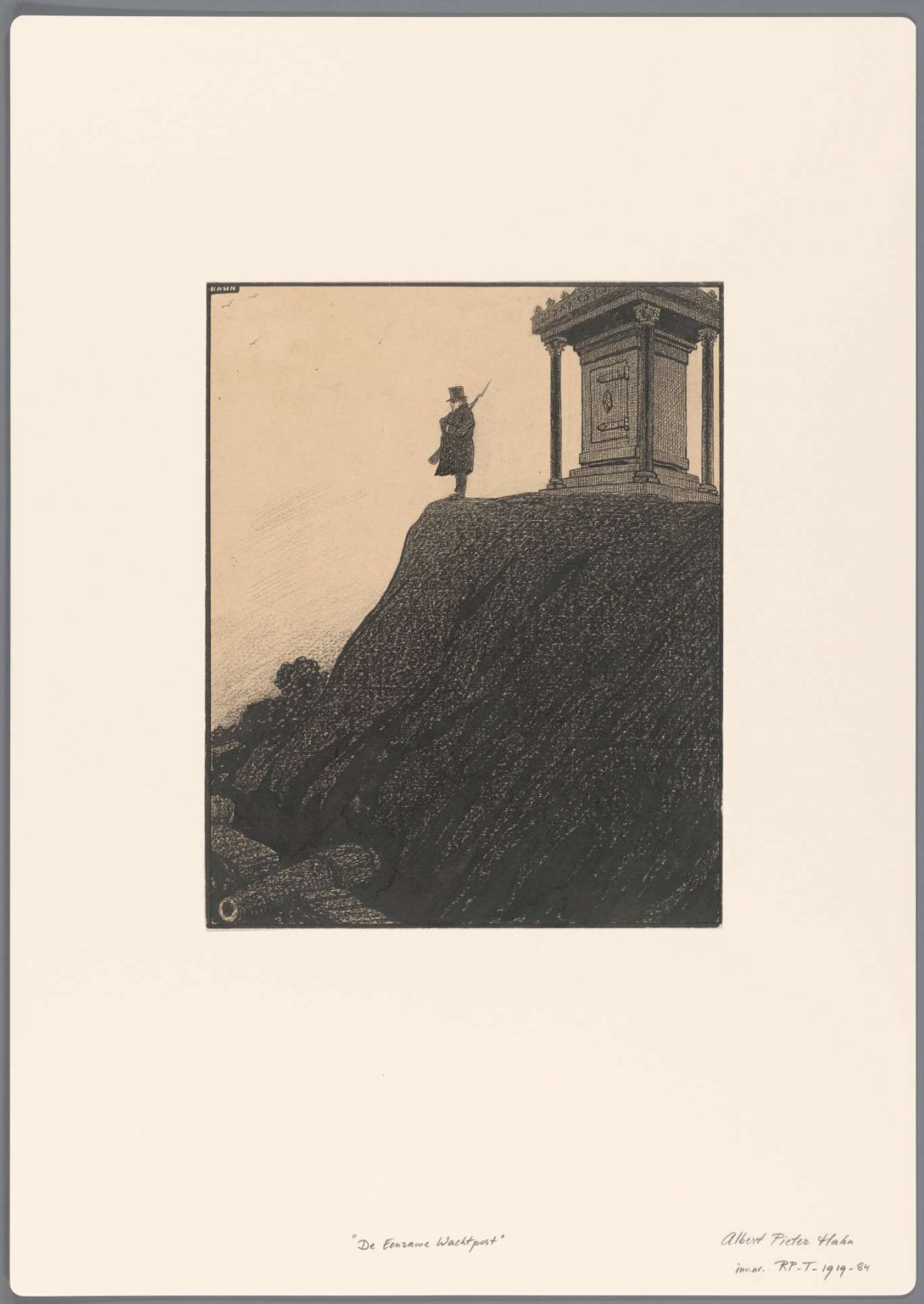 Design for a political cartoon: The Lonely Sentry, Albert Hahn (I), 1887 - 1919