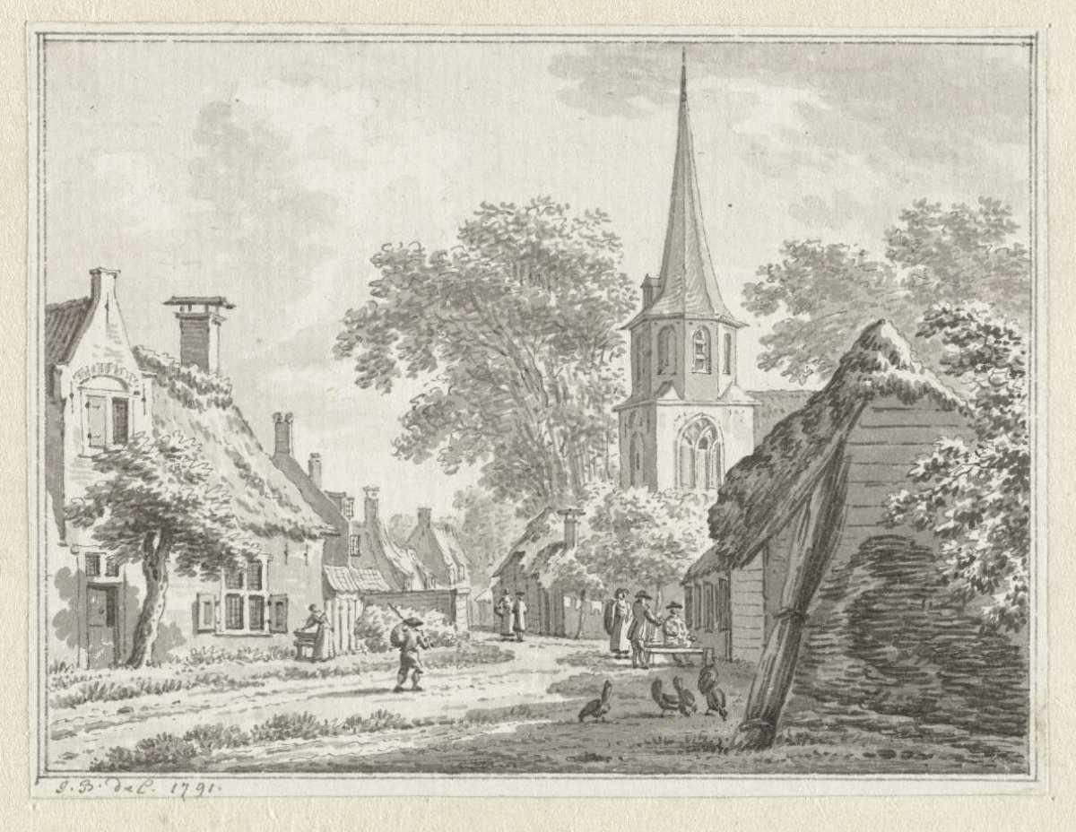 View of Gapinge, on the right the church, Jan Bulthuis, 1791