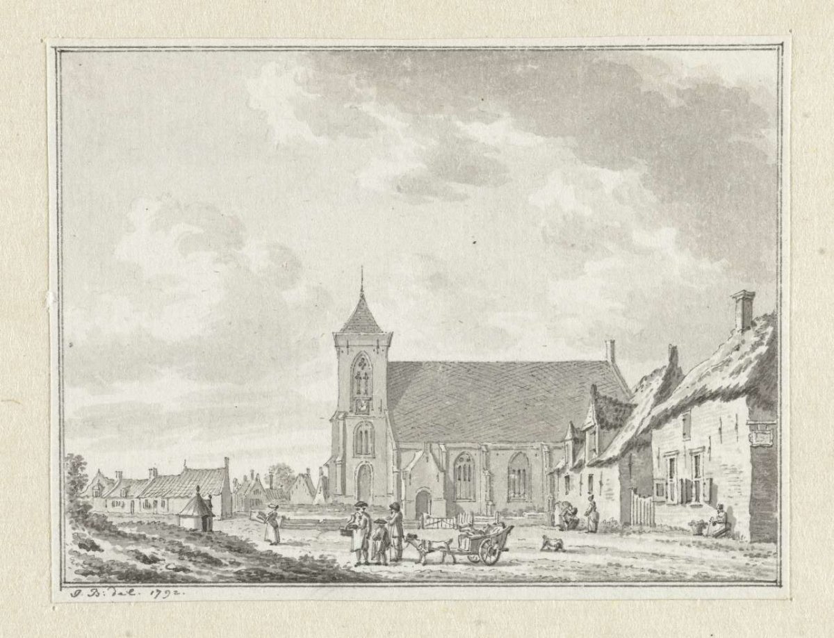 View of the church of Zoutelande, Jan Bulthuis, 1792
