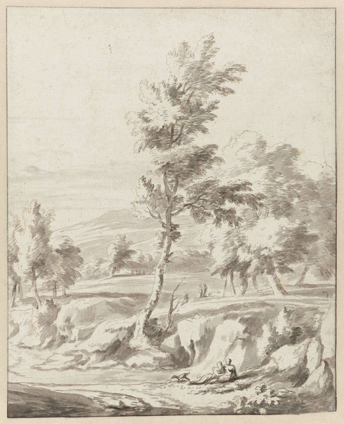 Landscape with a love couple in the foreground, Adriaen van de Velde, 1646 - 1672