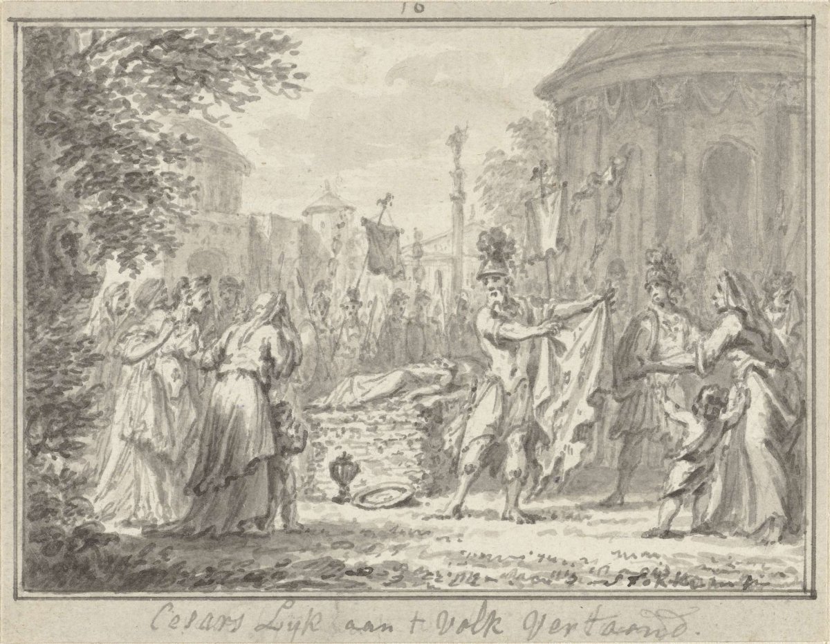 Caesar's corpse shown to the people, Simon Fokke, c. 1722 - c. 1784