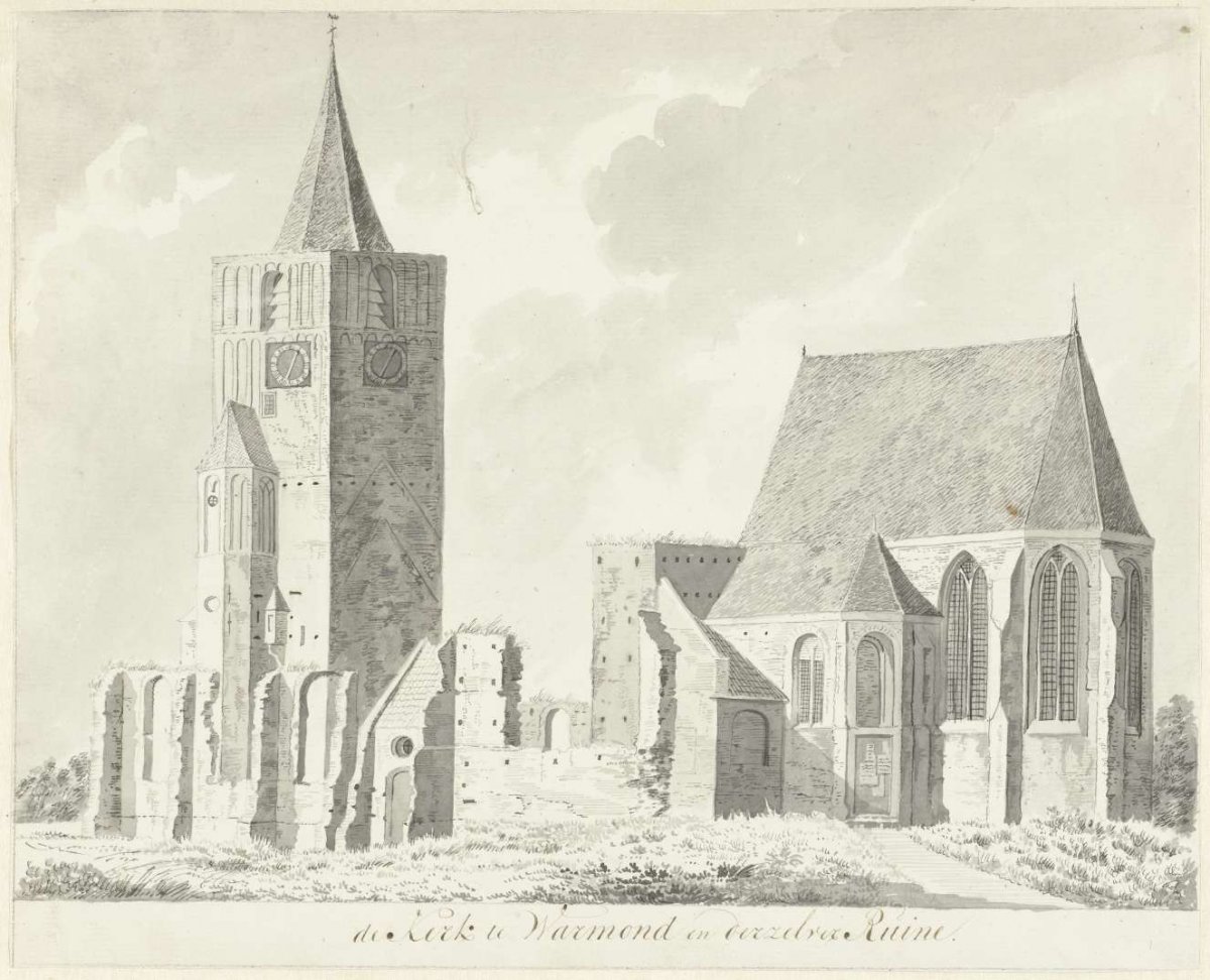 Church at Warmond and its ruins, Hendrik Tavenier, 1783