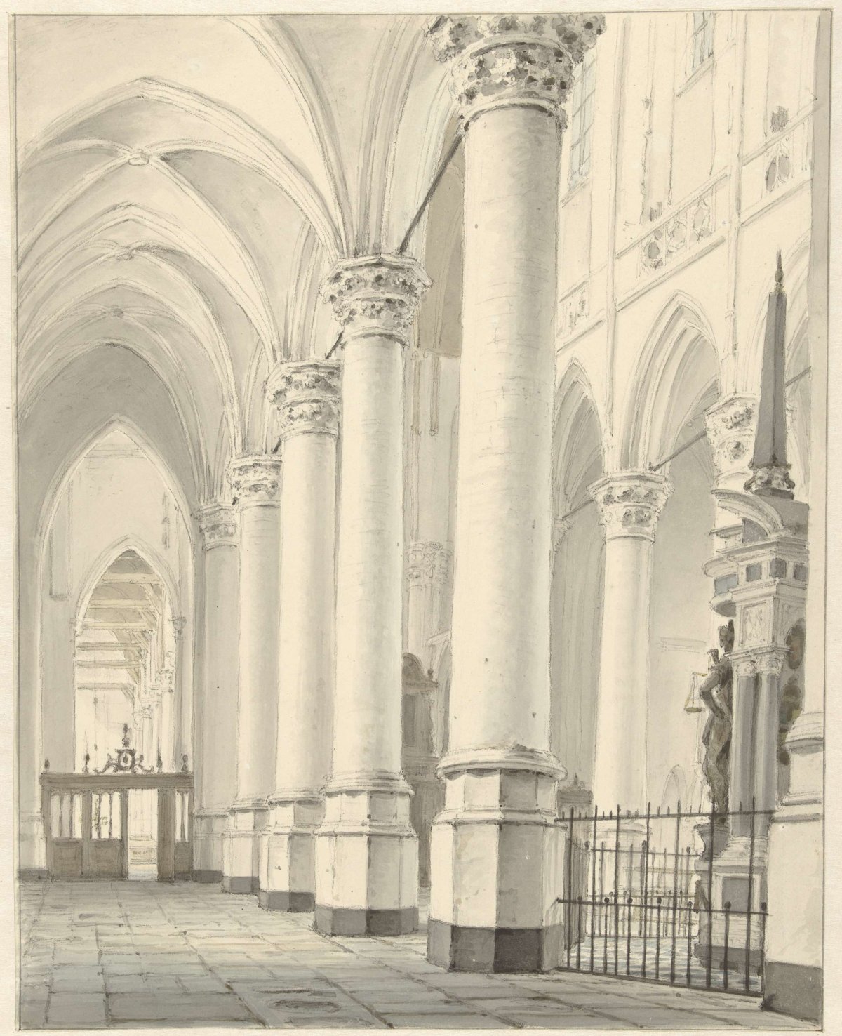 View of the Nieuwe Kerk in Delft, Johannes Jelgerhuis, 1819