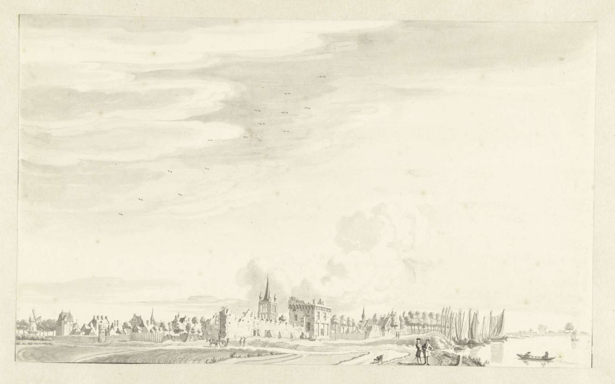 View of the town of Uerdingen, located on the Rhine River, Jan de Beijer, 1739