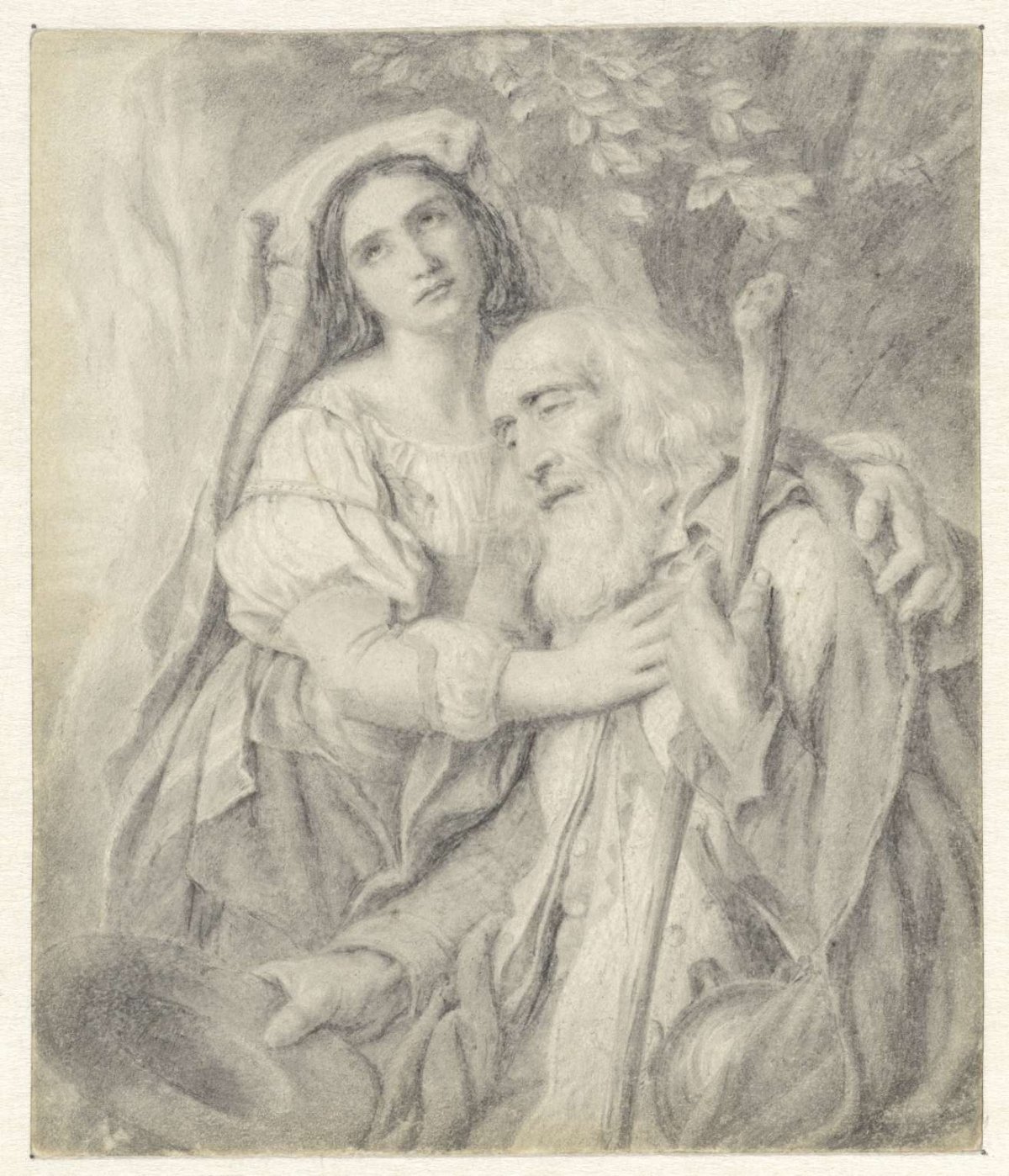 Old beggar with daughter, Matthijs Maris, 1849 - 1917