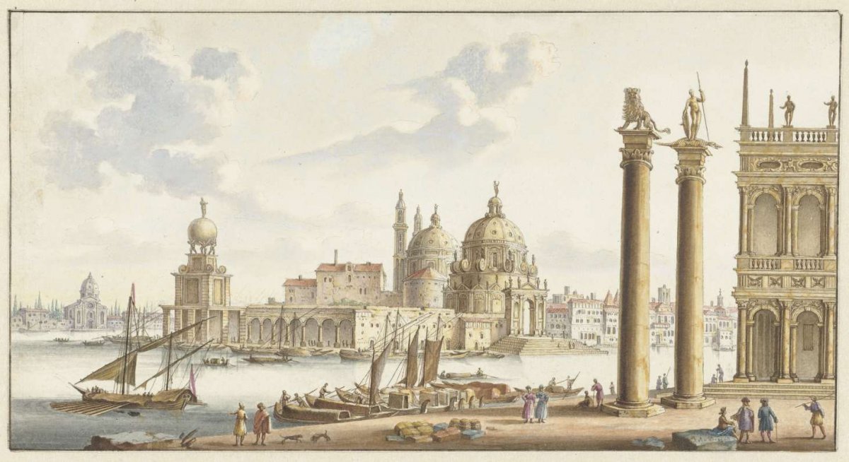 View of the Sta. Maria della Salute from S. Marco Square in Venice, Jan van Call (I), 1650 - 1699