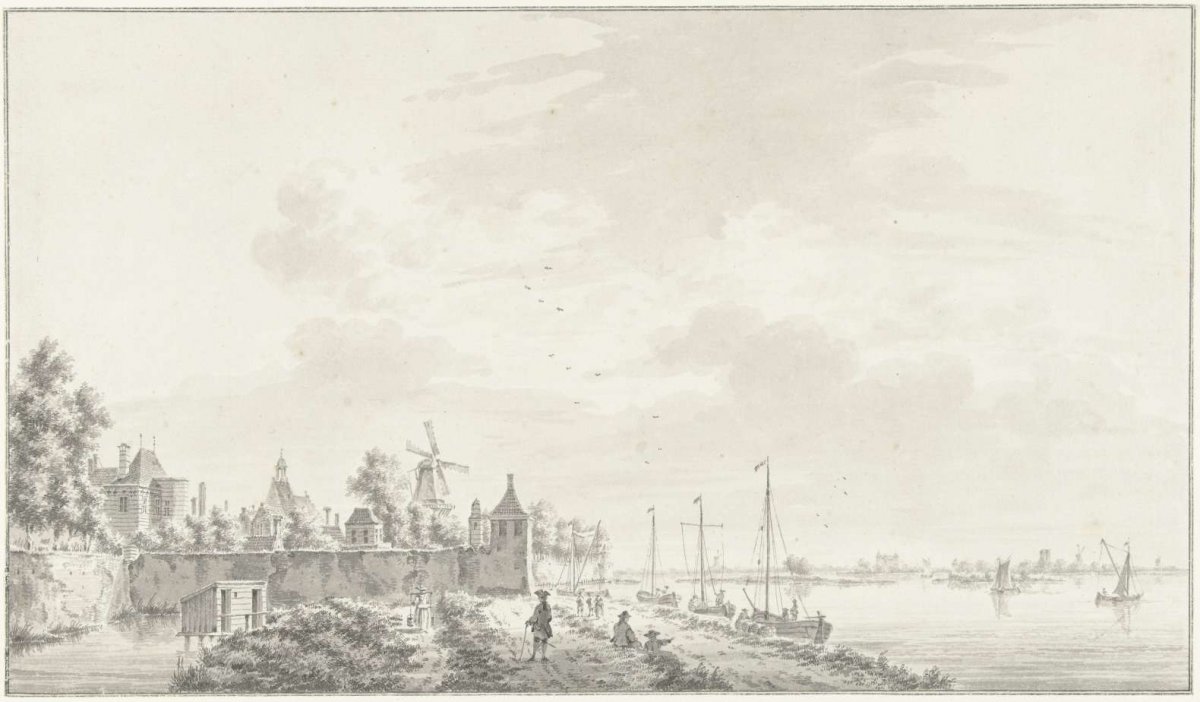 View outside Gorinchem, with the Waterpoort, Pieter Jan van Liender, 1761