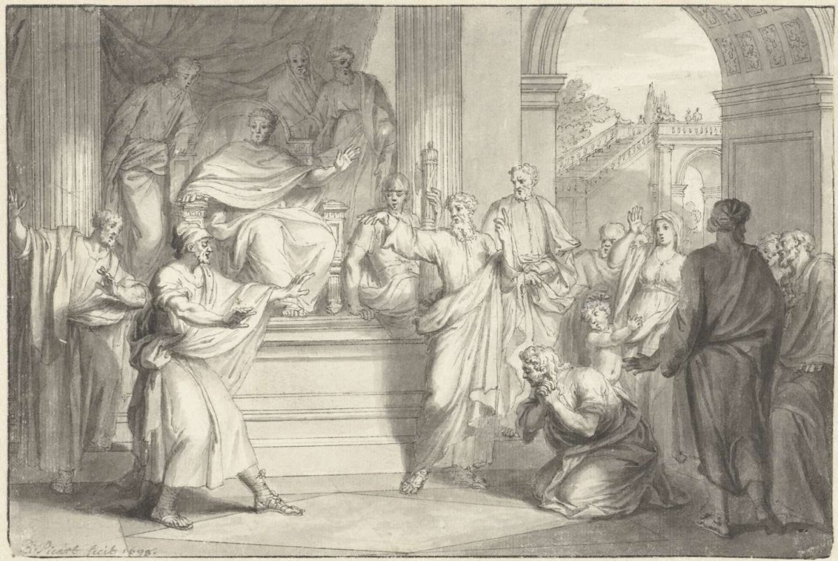 Paul strikes the sorcerer Elymas with blindness, Bernard Picart, 1698