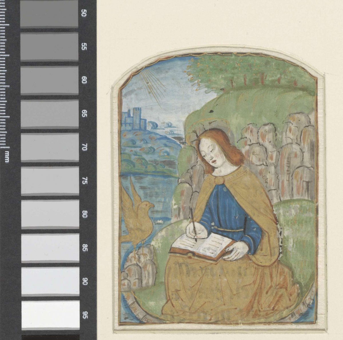 Miniature from a book of hours: John on Patmos, anonymous, 1475 - 1500