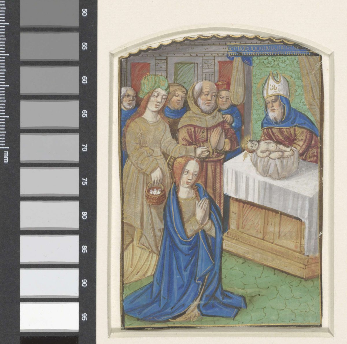 Miniature from a book of hours: presentation of Christ in the temple, anonymous, 1475 - 1500