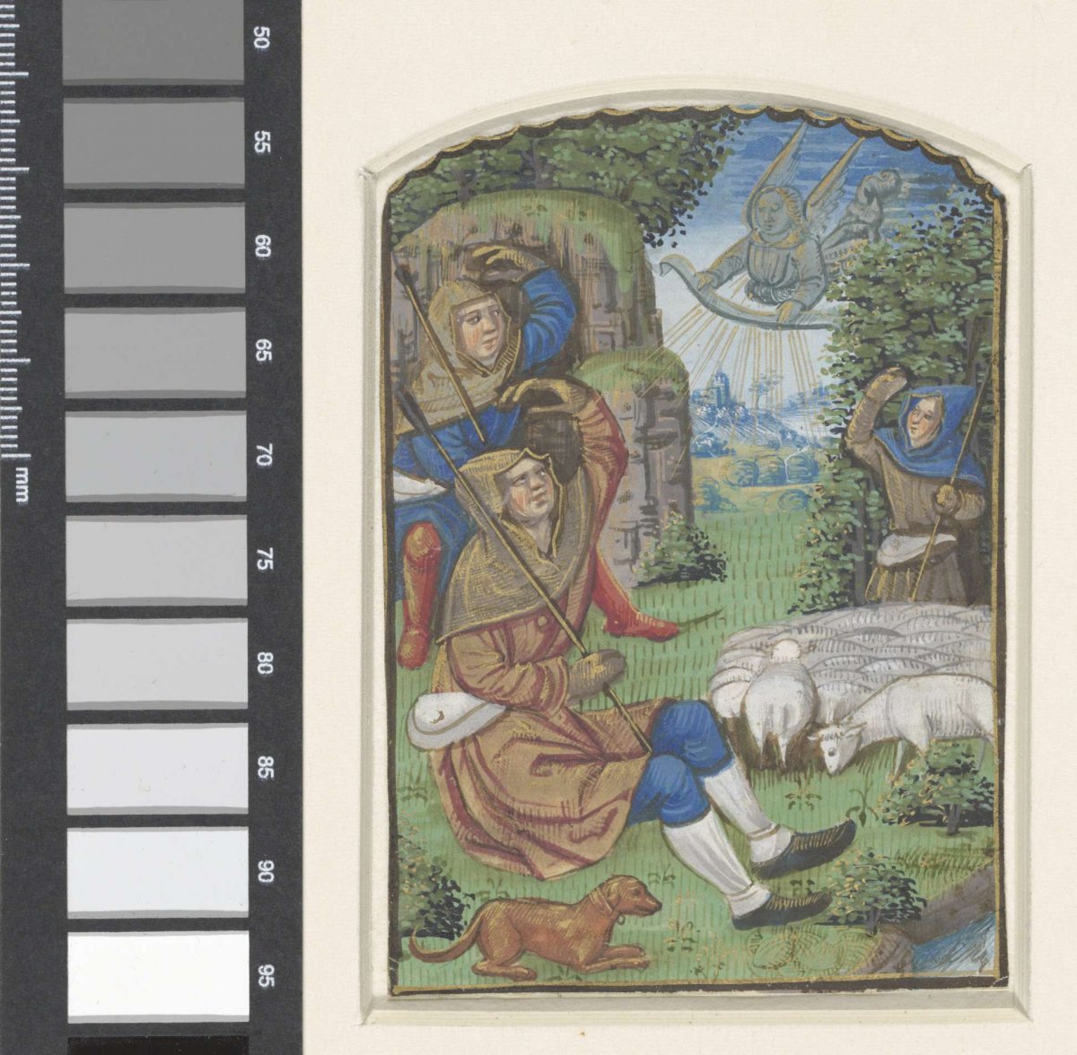 Miniature from a book of hours: proclamation to the shepherds, anonymous, 1475 - 1500