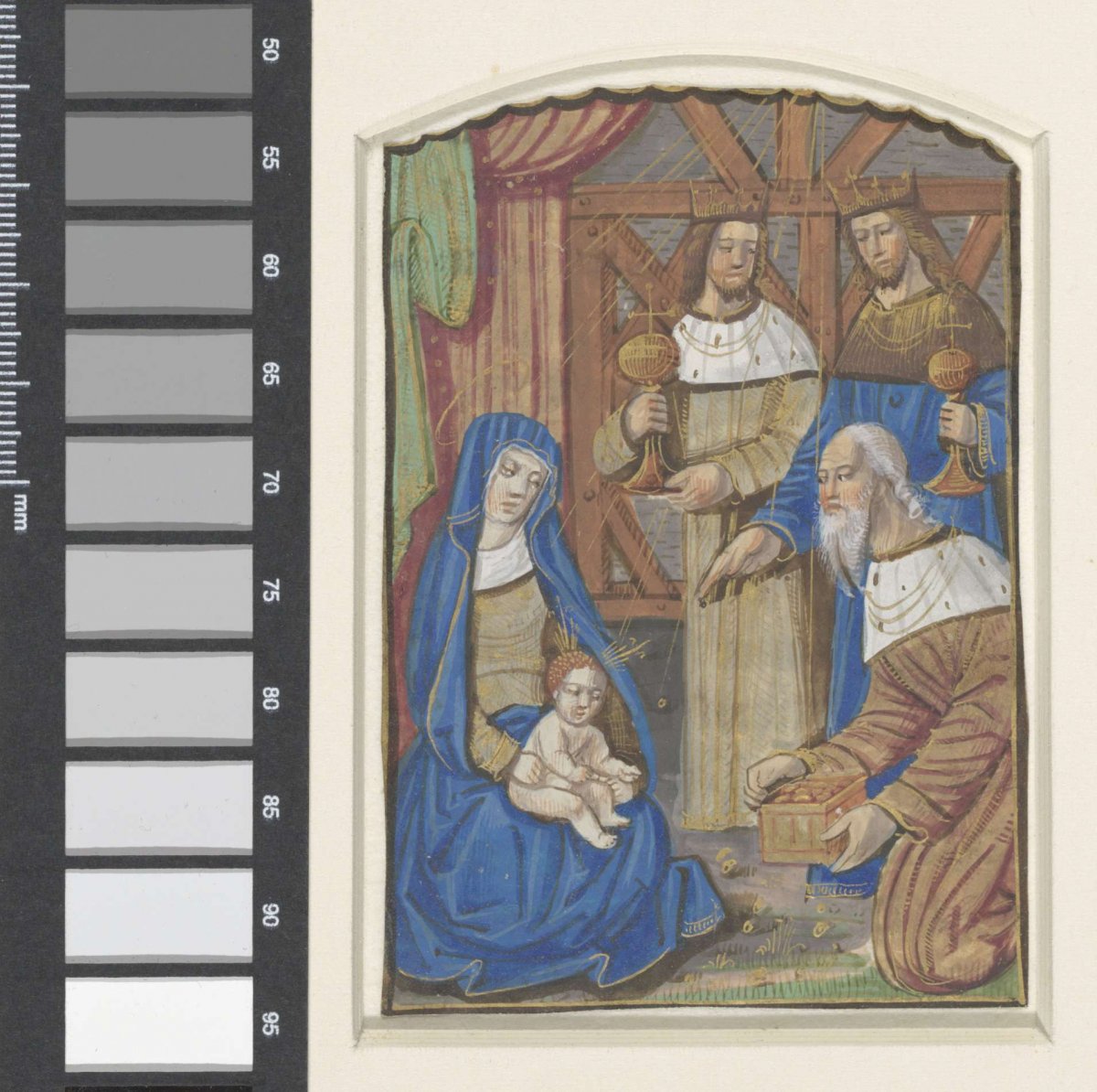 Miniature from a book of hours: adoration of the kings, anonymous, 1475 - 1500