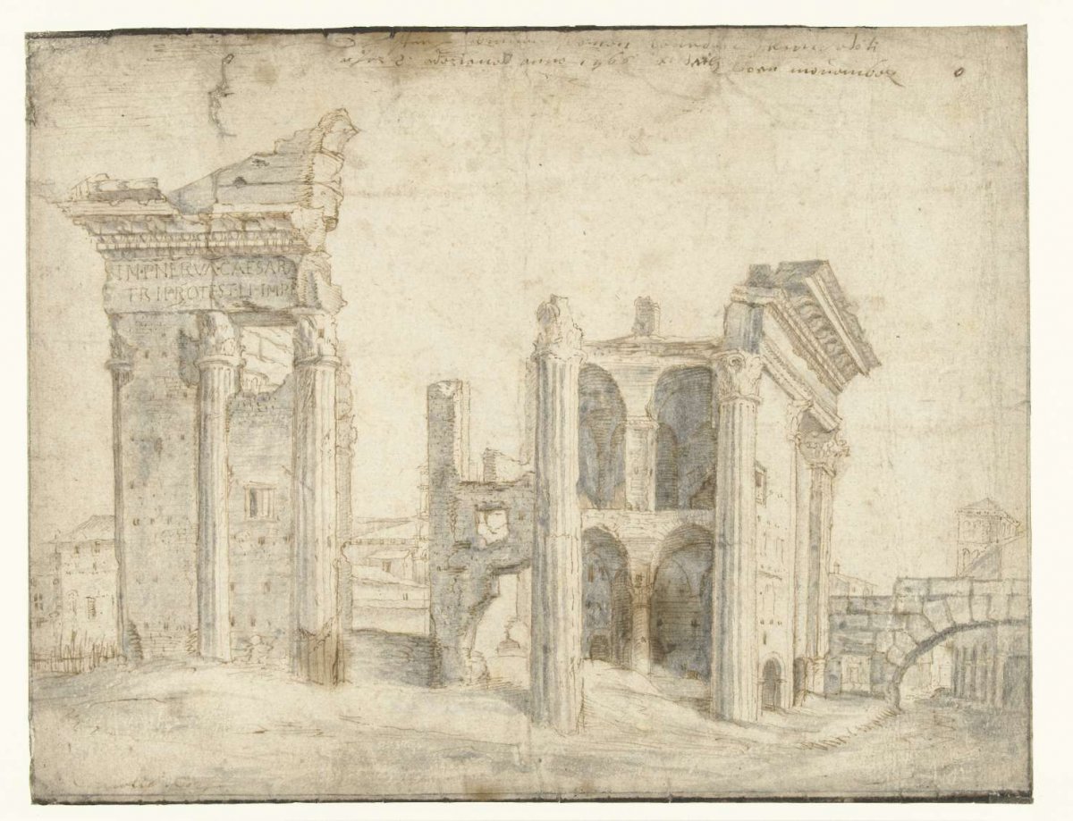 View of the Forum of Nerva, Cornelis Cort, 1566