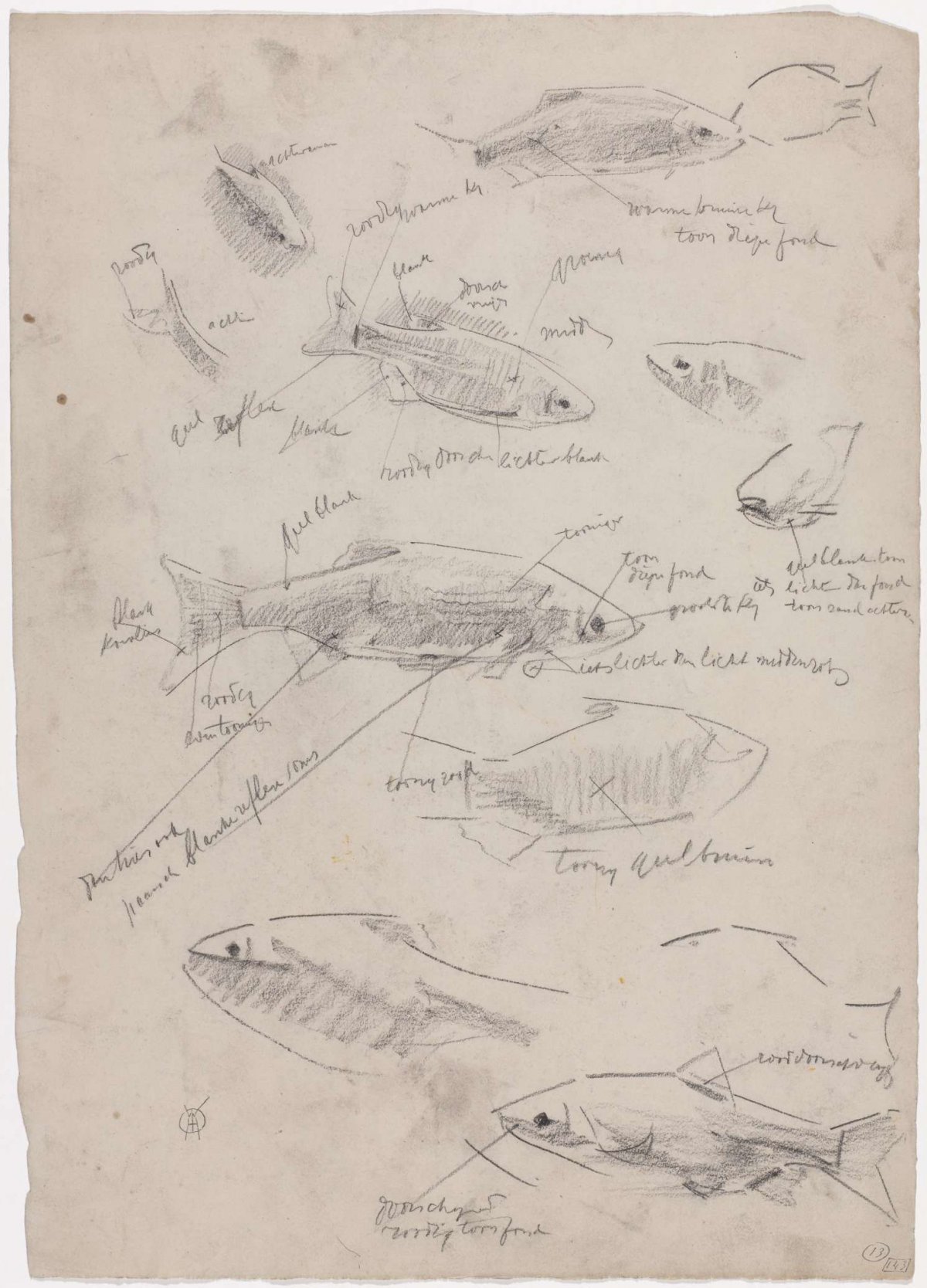 Sketch sheet with studies of gold winds, Gerrit Willem Dijsselhof, 1876 - 1924
