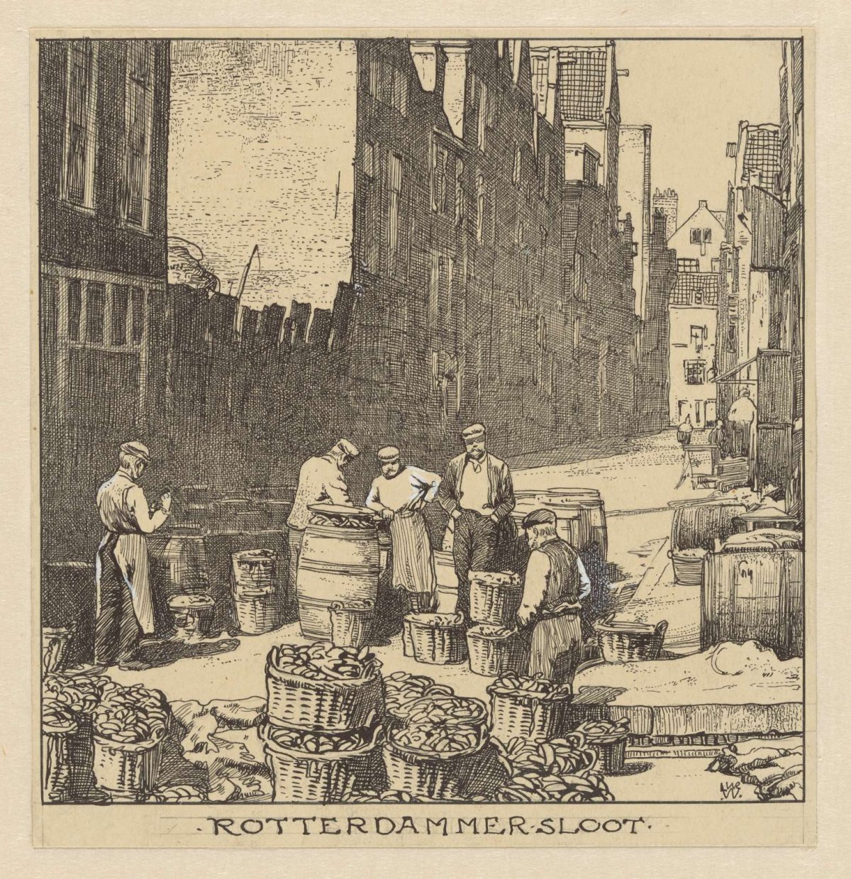 The Rotterdammer Sloot at Amsterdam, filled in in 1867, Willem Wenckebach, 1870 - 1926