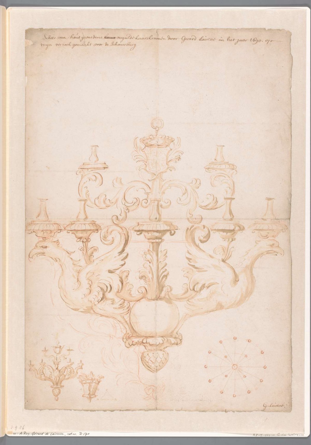 Design for a chandelier for the Amsterdam Theatre, Gerard de Lairesse, 1690