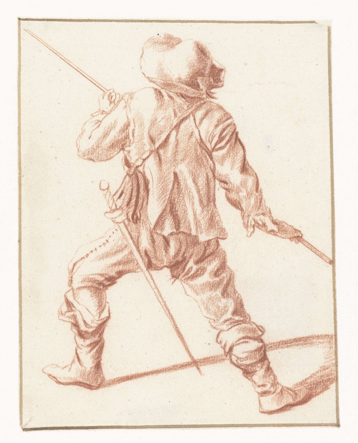 Man Fighting with a Lance, Seen from Behind, anonymous, after c. 1660
