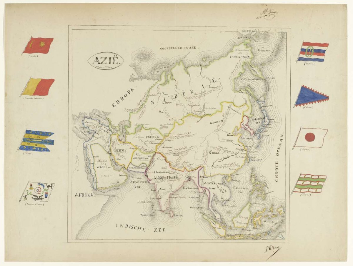 Map of Asia, Jan Toorop, c. 1868 - c. 1928