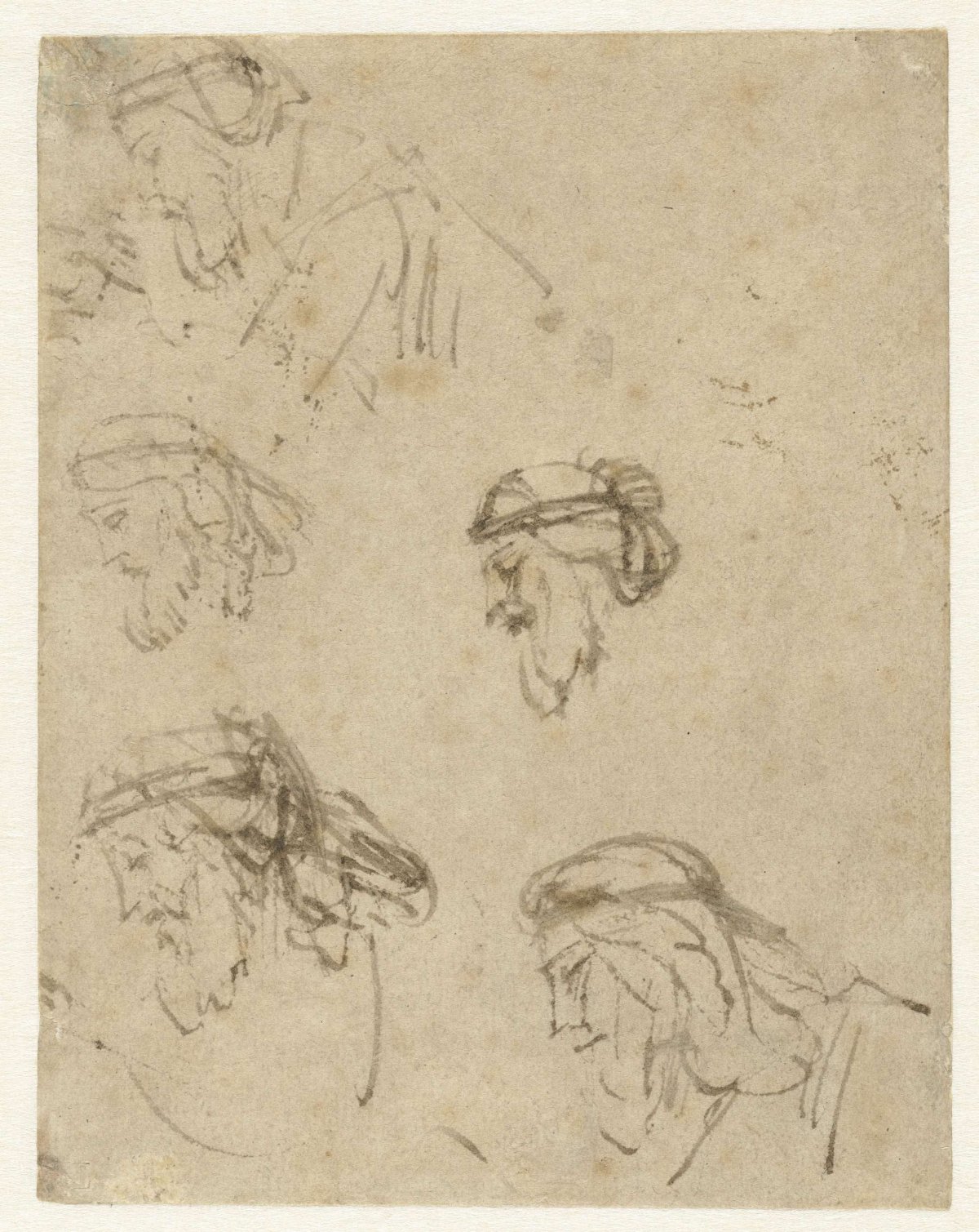 Five Studies of Haman’s Head, Rembrandt van Rijn, c. 1655 - c. 1660