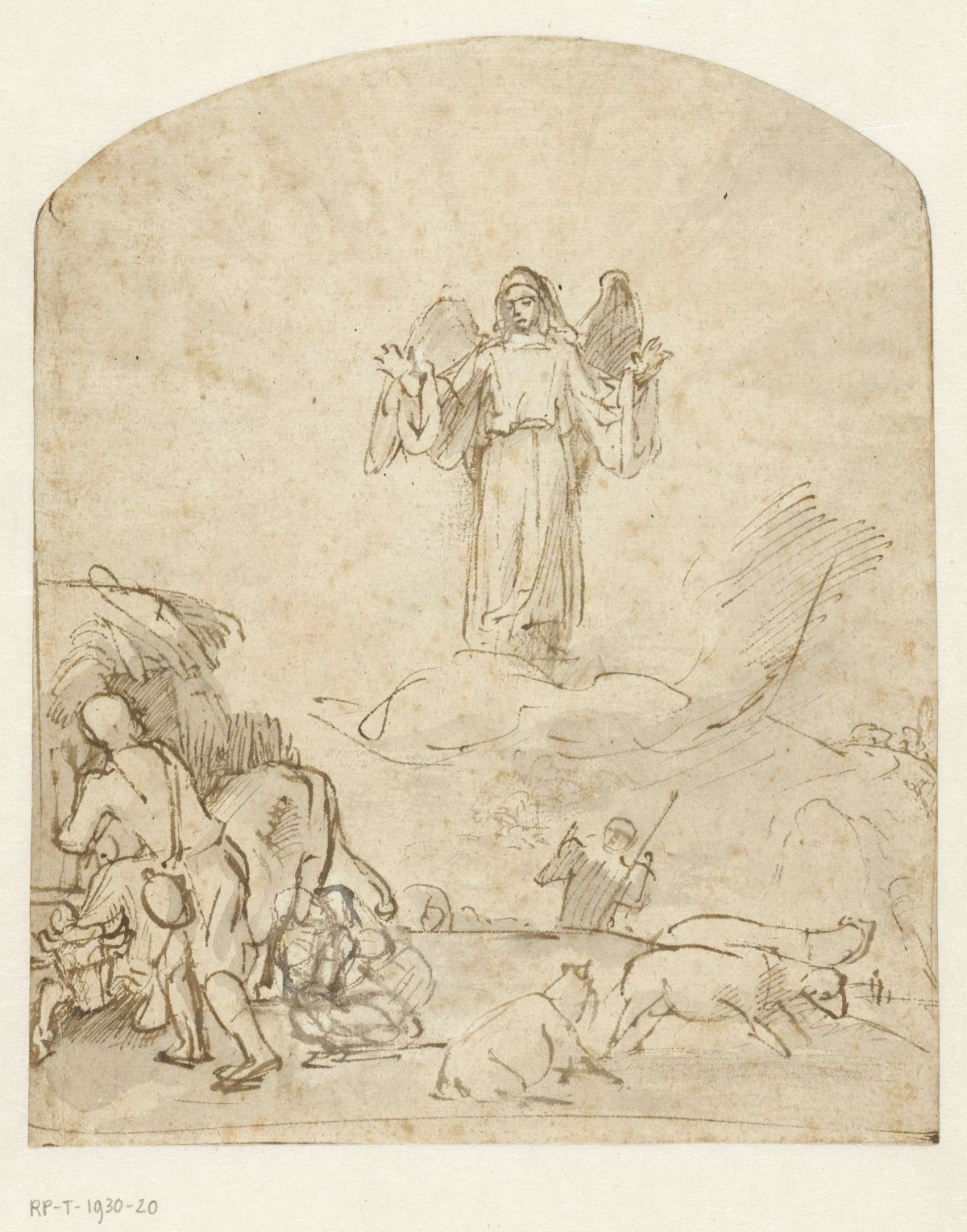 The Annunciation to the Shepherds, Rembrandt van Rijn, c. 1650