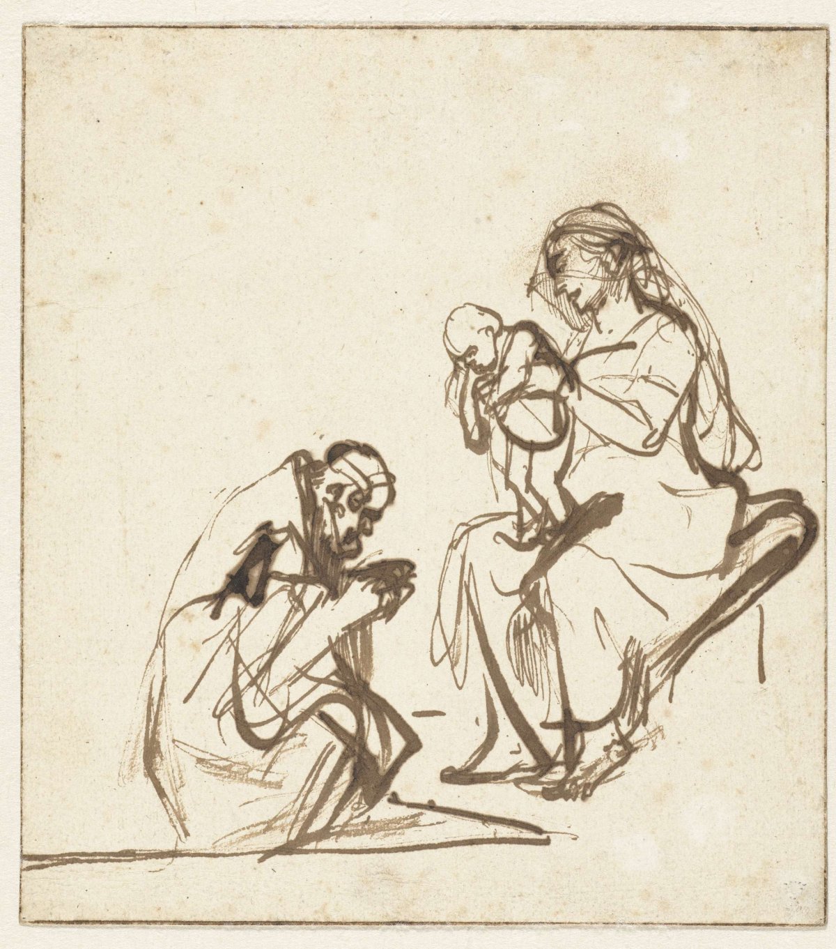 One of the Three Kings Adoring the Virgin and Child, Rembrandt van Rijn, c. 1635 - c. 1640