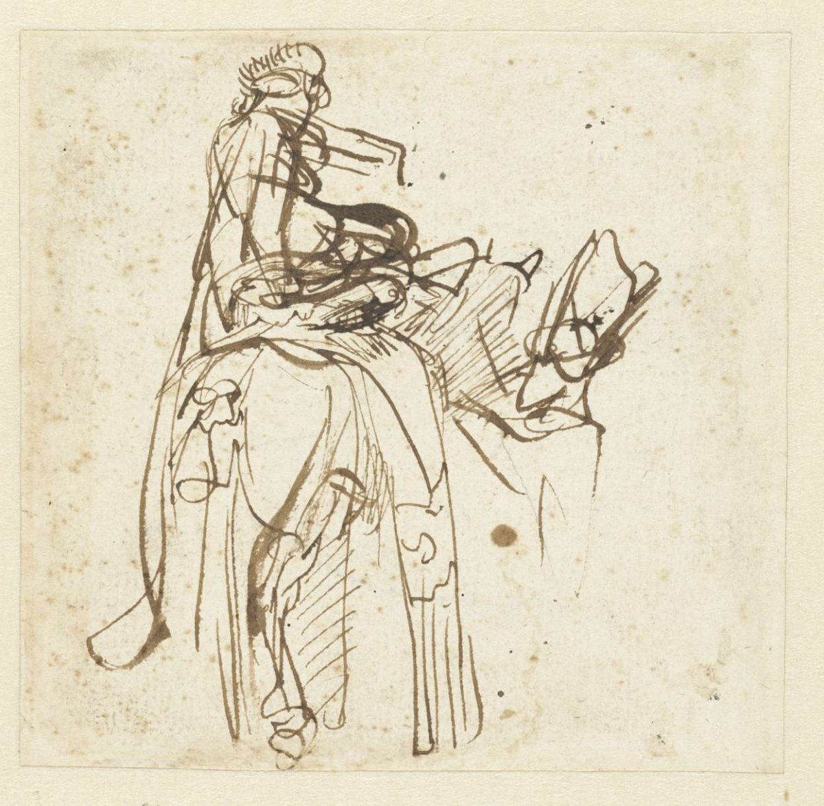 Man Helping a Rider to Mount a Horse, Rembrandt van Rijn, c. 1640 - c. 1641
