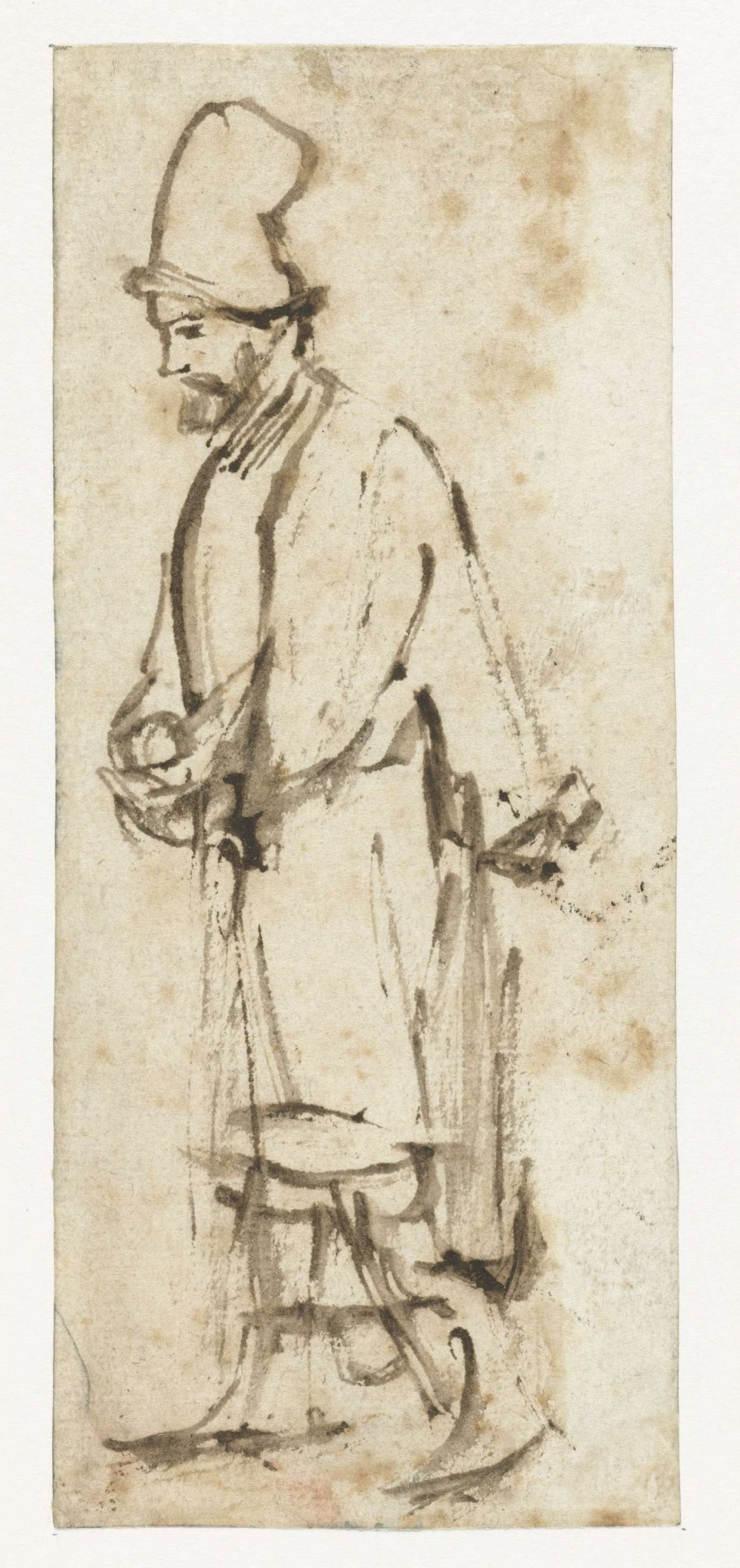 Walking Man with a High Cap, Rembrandt van Rijn, c. 1655 - c. 1660