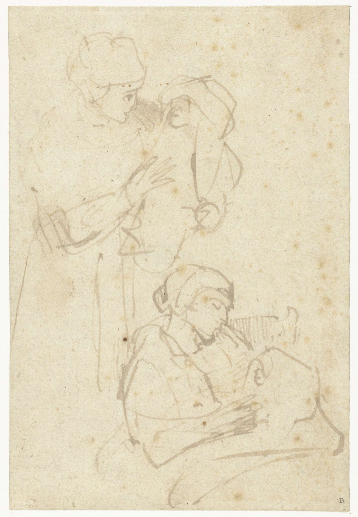 Two Studies of a Woman and Child, Rembrandt van Rijn, after c. 1650