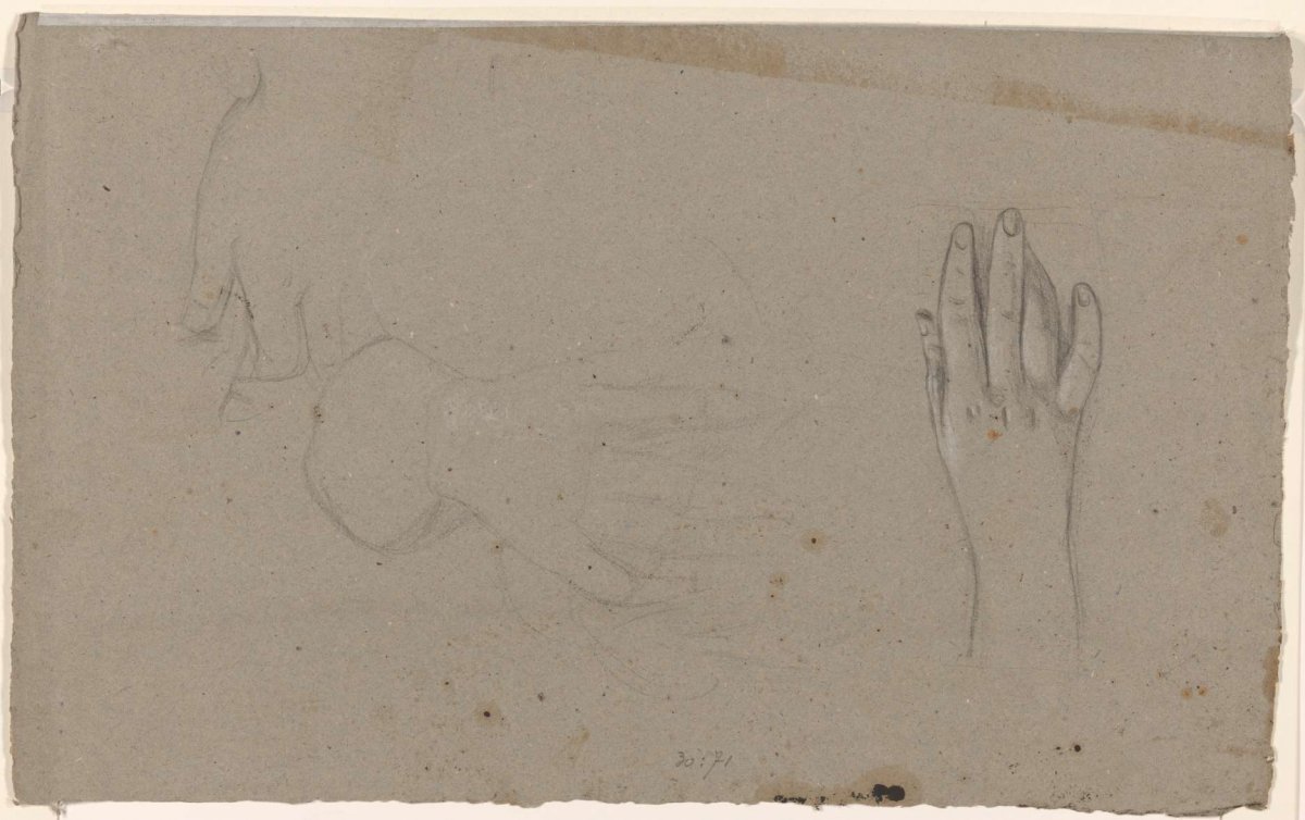 Studies of hands, Jan Adam Kruseman, 1814 - 1862