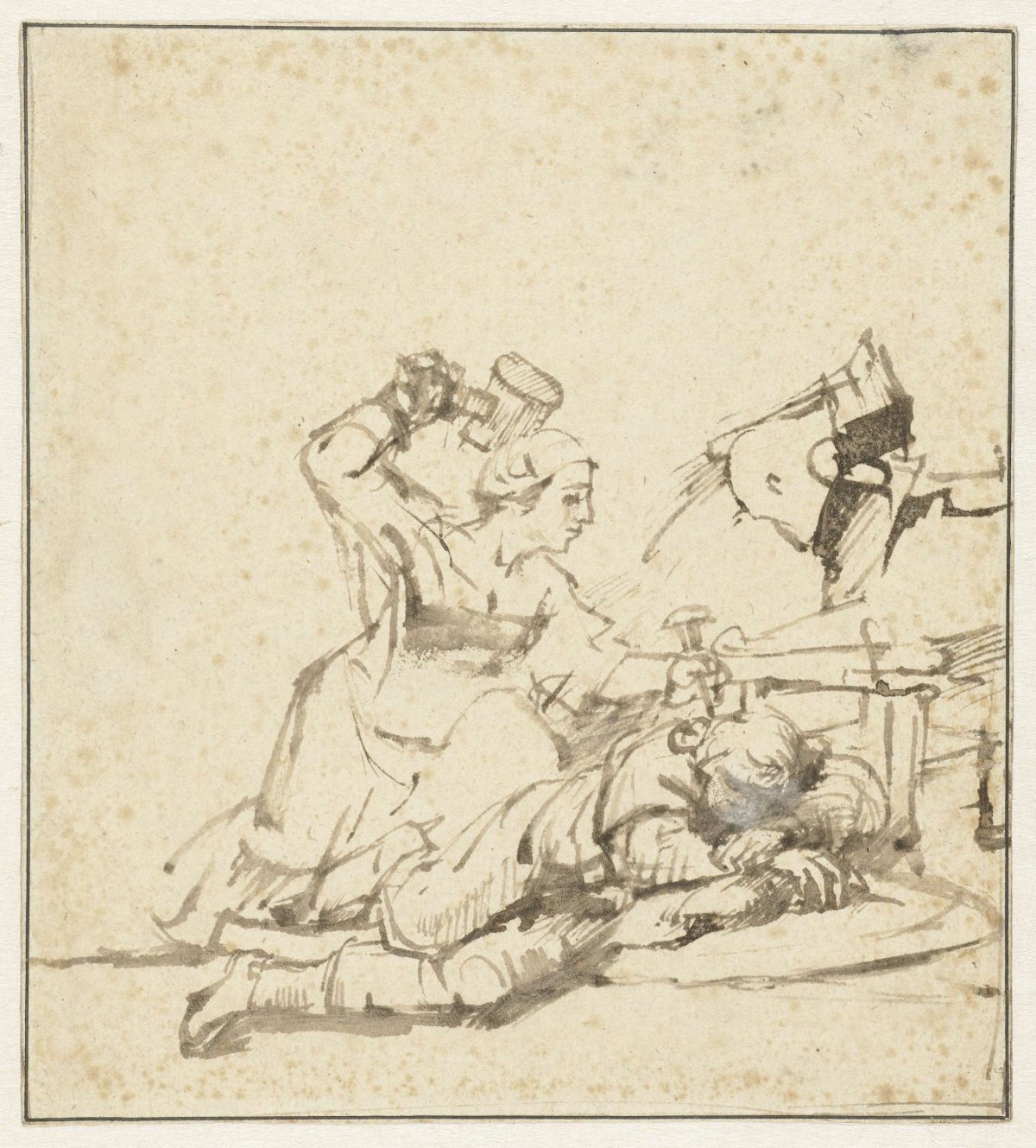 Jael Killing Sisera, Rembrandt van Rijn, c. 1658 - c. 1659