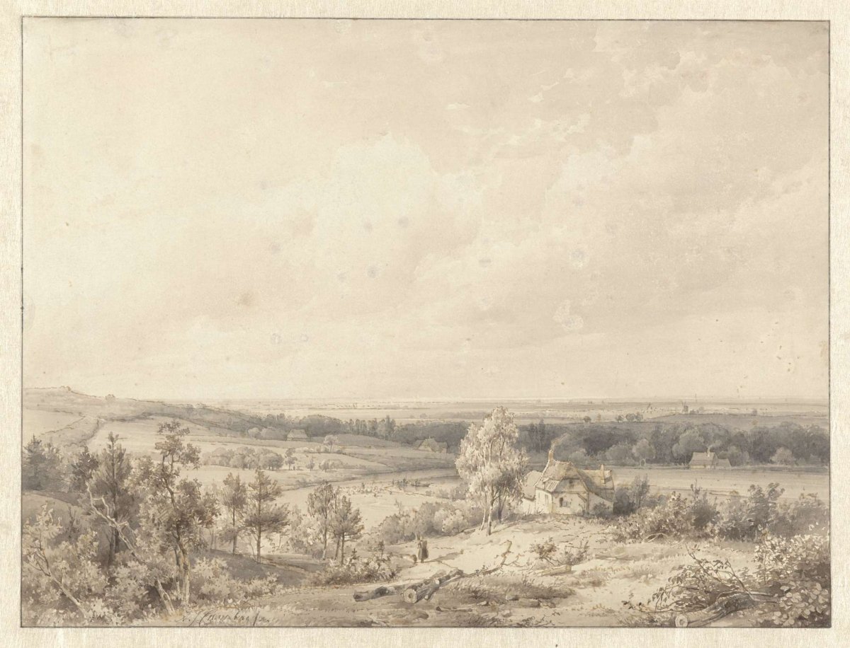 View towards Alkmaar from the dune at Schoorl, Abraham Johannes Couwenberg, 1816 - 1844