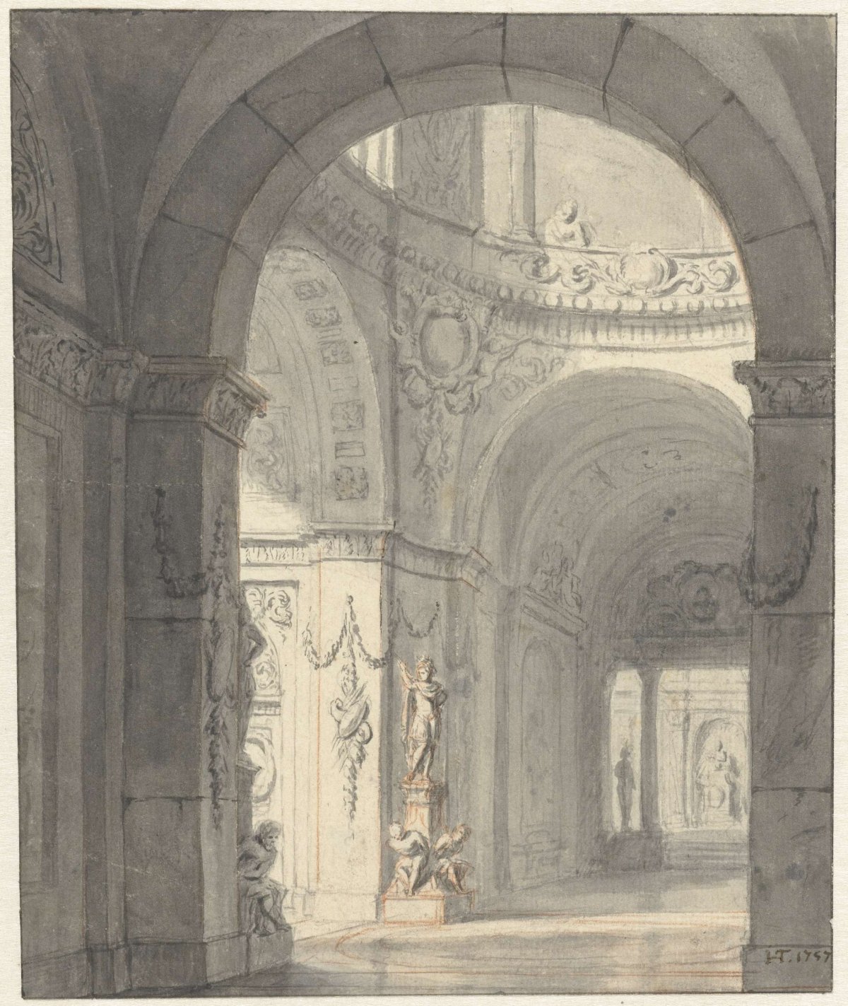 Interior of a palace, Jan Hendrik Troost van Groenendoelen, 1757