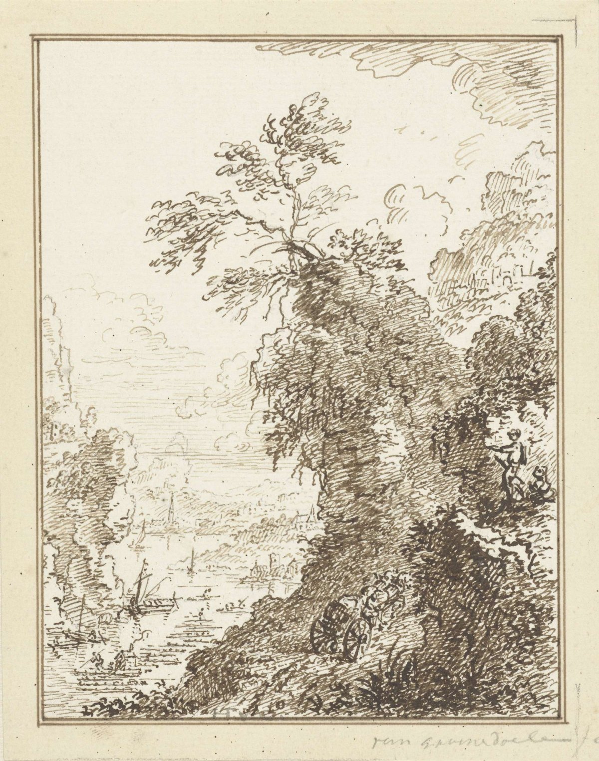 Mountain landscape with a river, Jan Hendrik Troost van Groenendoelen, 1754 - 1791