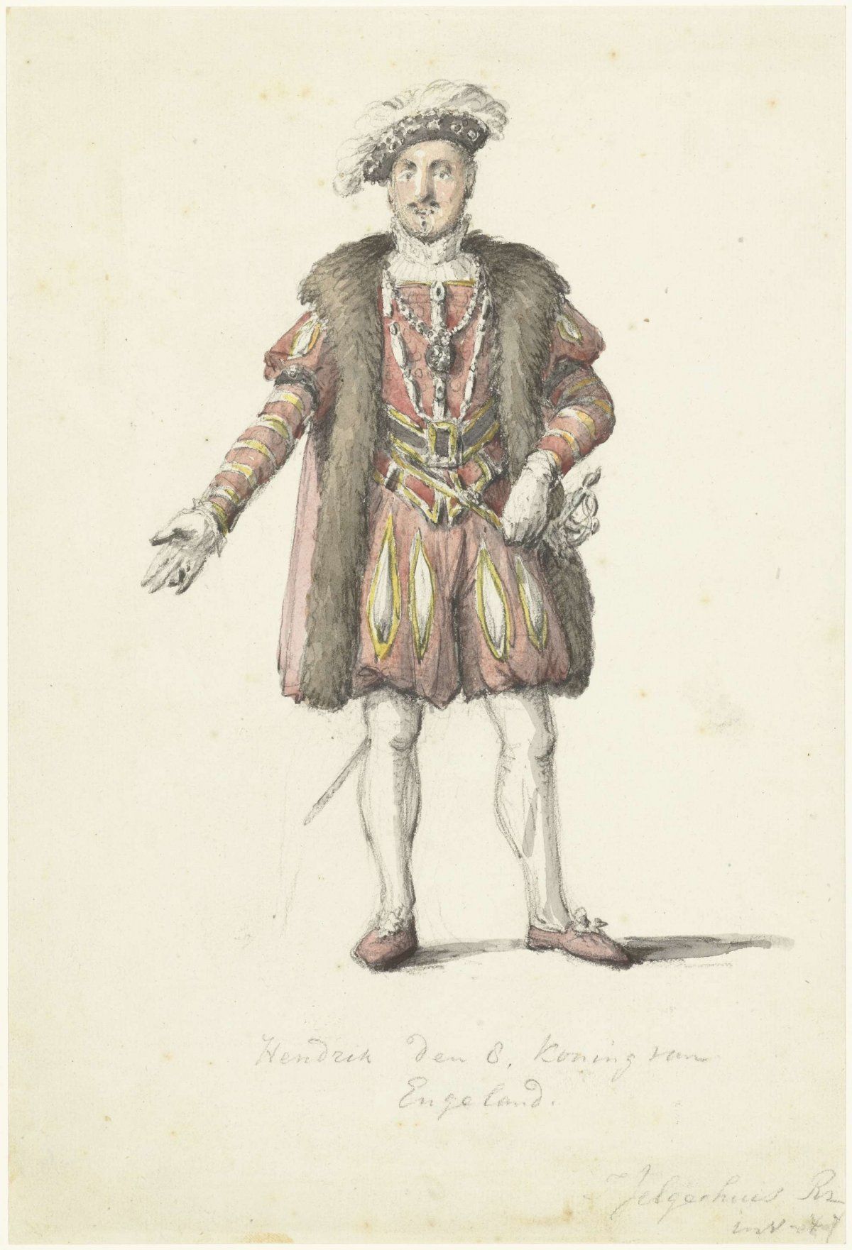 An actor as King Henry VIII of England, Johannes Jelgerhuis, 1780 - 1836