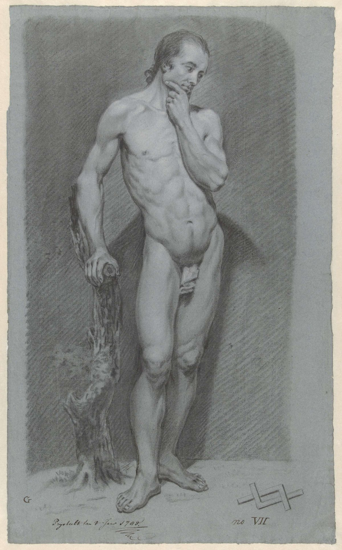 Standing male nude, anonymous, 1785