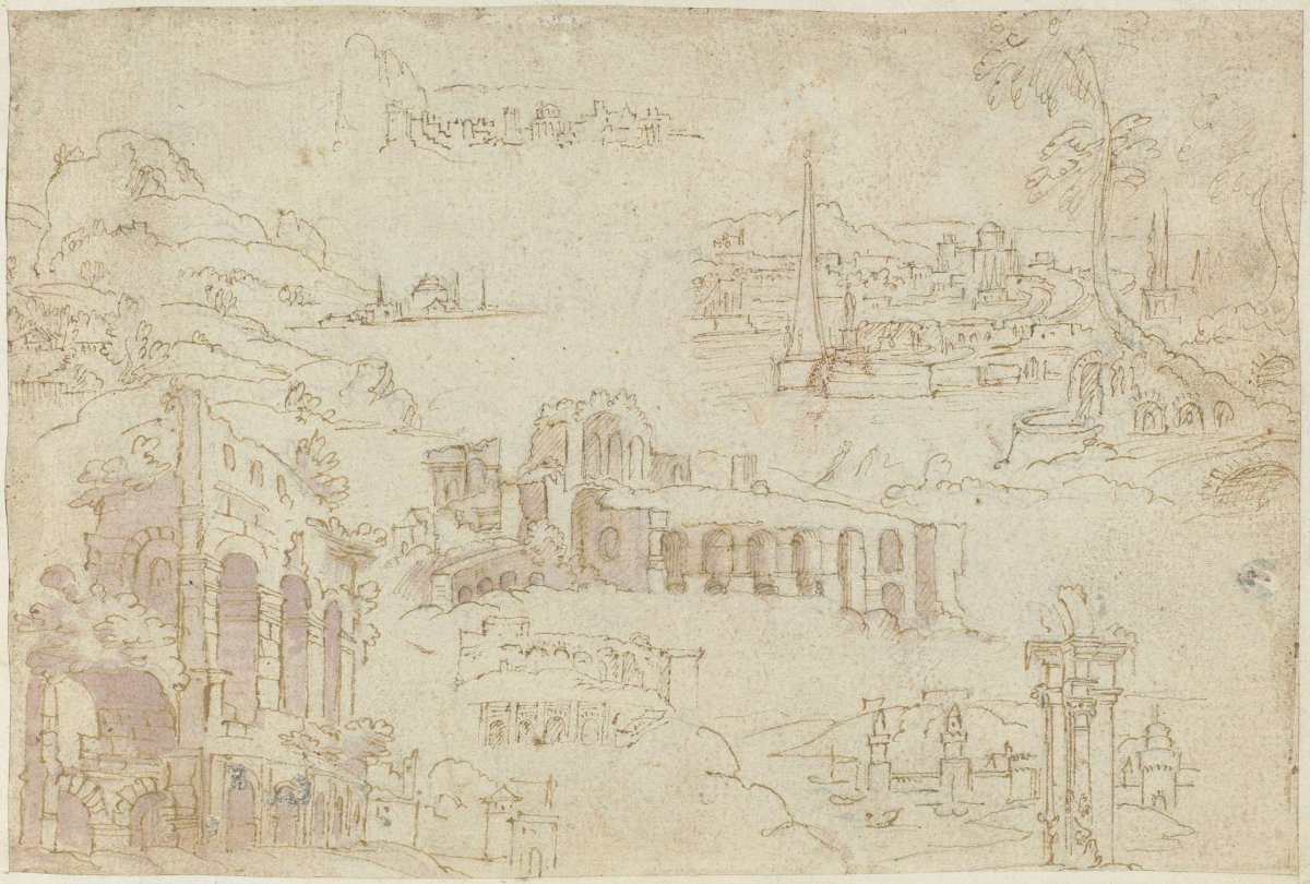 Ruins and fantasy landscapes, anonymous, 1550 - 1570