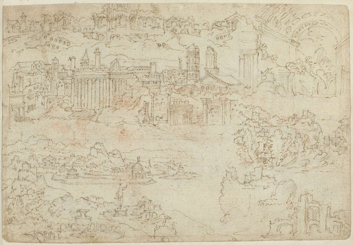 Ruins and fantasy landscape, anonymous, 1550 - 1570