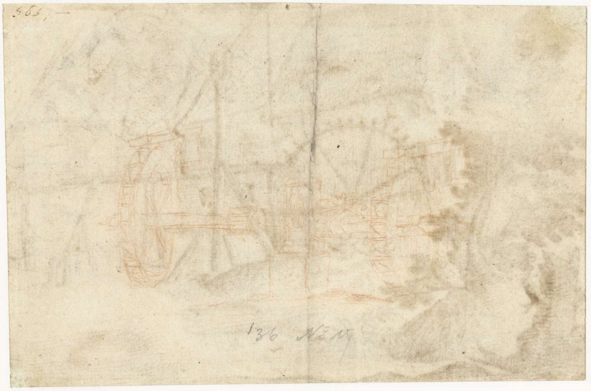The wheels of a water mill, anonymous, 1600 - 1699